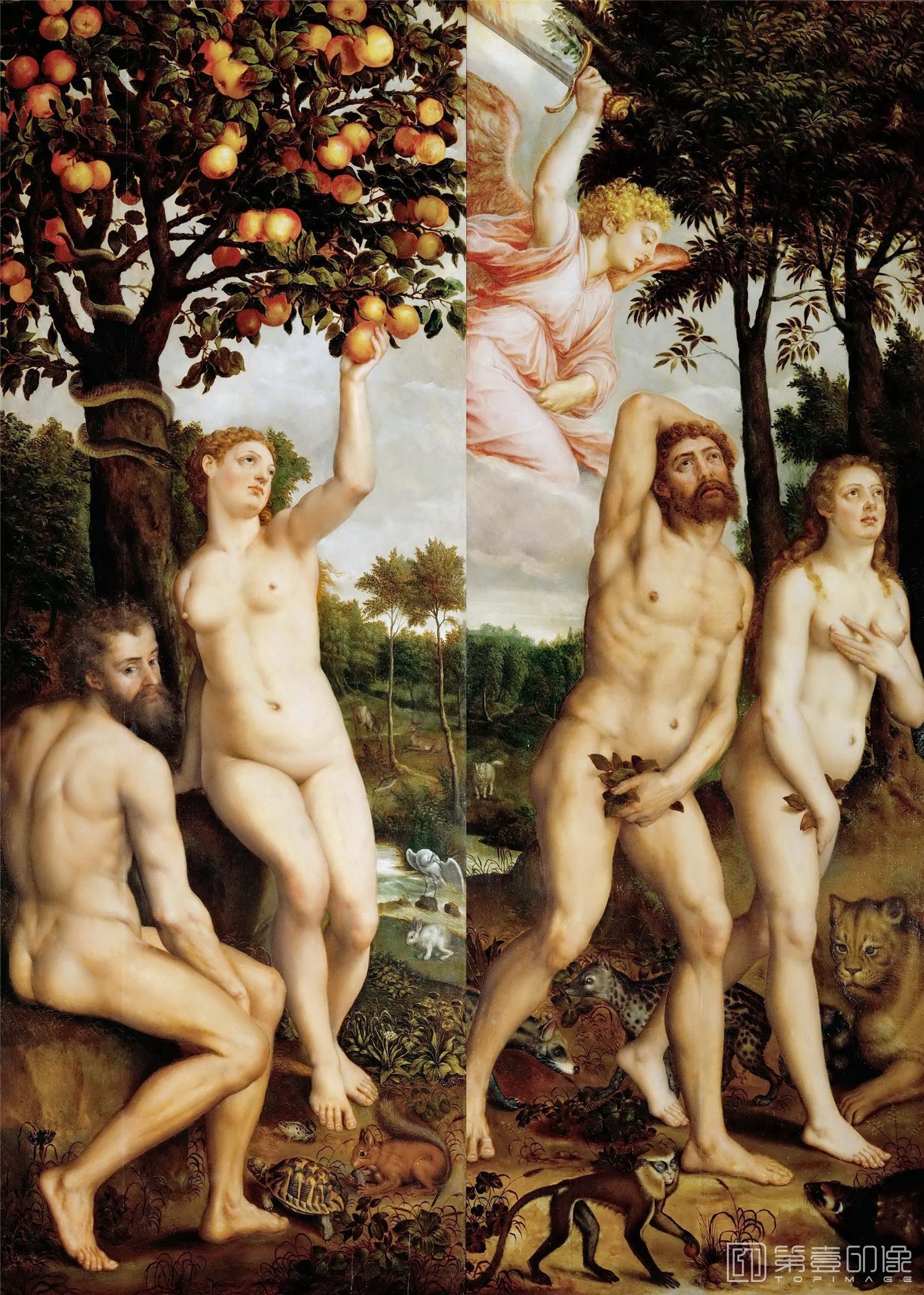 油画-奥地利维也纳艺术史博物馆-Michiel Coxcie I Fall of Man and Expulsion from Paradise-575